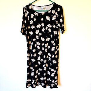 J. Jill Womens Black Floral Short Sleeve Dress Size small